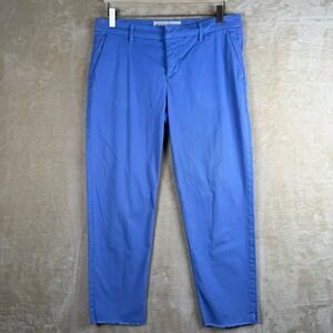 Frank & Eileen Womens 8 Wicklow Italian Cotton Chino Pants Periwinkle Raw Hem